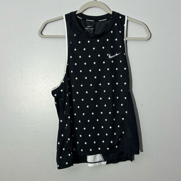 Nike Dri Fit Black White Star Mesh Sleeveless Workout Tank Top Women's S - Picture 1 of 7